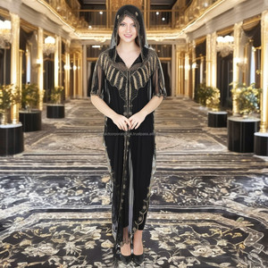 Estilo de moda bordado a mano con cuentas Poncho con capucha encogimiento de hombros Abaya Kaftan Caftan Dress Eid Ramadan Oferta Club Night Party Beach Wear - Product Image 1