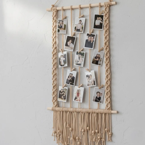 Décoration murale pour la maison : Tapisserie tissée à la main avec pinces à photos, pour cartes postales et photos, idéale pour mur photo - Product Image 1