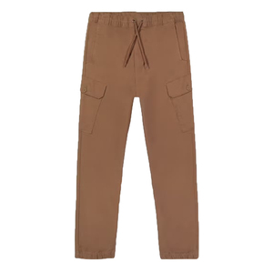 Men's Brown Cotton <b>Pants</b> Elastic Waist Drawstring Casual Joggers Multiple Pockets Midweight Autumn Wear - Product Image 4