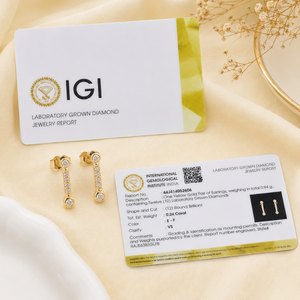 Modern Fine Jewellery 14KT Solid Yellow <b>Gold</b> Round Cut Lab Grown Diamond <b>Dangle</b> <b>Earrings</b> IGI Certified Stylish Gift Everyday - Product Image 6
