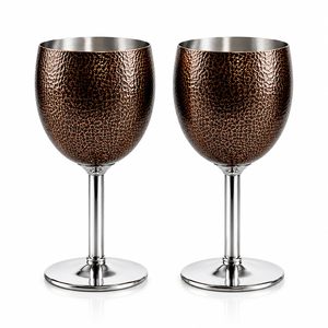 Ensemble de 2 gobelets à vin de luxe faits à la main en acier inoxydable, anti-fuite, résistants aux chocs, design rond, pour les fêtes - Product Image 1