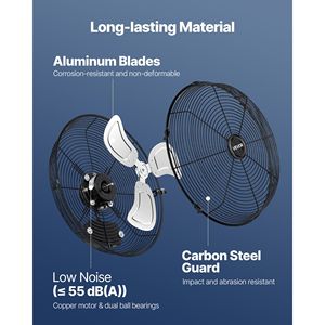 Ventilatore Industriale da Parete in Alluminio da 14 Pollici, Alta Velocità 2473 CFM, 3 Velocità, Impermeabile IP44 per Garage e Esterni - Product Image 6