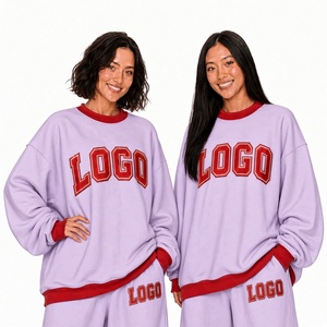 Sudadera Informal Extra Grande para Mujer, Cuello Redondo, Color Gris, con Estampado de Logotipo Rojo, Manga Larga, Forro Polar, para Otoño - Product Image 4