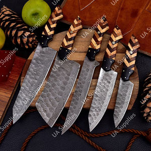 Juego de Cuchillos de Cocina Profesionales de 5 Piezas, Hechos a Mano con Acero de Damasco y Madera, Ligeros, de Espiga Completa y Duraderos, para Cortar, Filetear y Pelar - Product Image 6