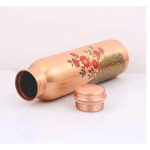 Coffret Cadeau Bouteille d'Eau en Cuivre Imprimée avec Deux Verres en Cuivre Motif Floral Réutilisable Anti-fuite Vaisselle Bien-être Cadeau - Product Image 6