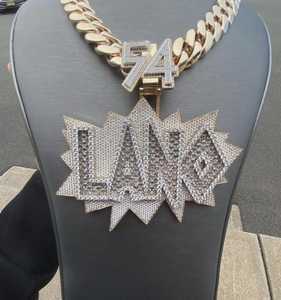Colgante Personalizado de Plata 925 con Letra Inicial, Moissanita Baguette, Estilo Hip Hop, para Unisex - Product Image 1