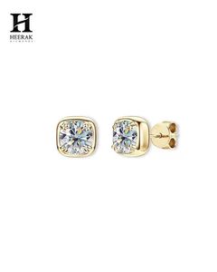 IGI Certified Lab Grown Diamond <b>Stud</b> <b>Earrings</b> 14K 18K Solid Yellow Gold Bezel Set Cushion Cut Diamond Solitaire <b>Earrings</b> - Product Image 1