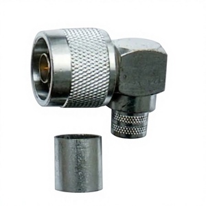 Conector de crimpado en ángulo recto N macho de 50 ohmios, conector coaxial RF de 90 grados para cable RG58 LMR195 RG142, terminal de antena inalámbrica - Product Image 1