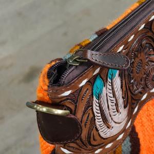 Bolso de Hombro Bohemio de Cuero Genuino con Patrón Geométrico, Decoración de Borlas, Cierre de Cremallera, Correa Única, para Uso Diario en Todas las Estaciones - Product Image 5