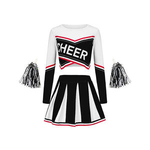 Custom Professional Cheerleading Uniform Set <b>Long</b> Sleeve Crop Top and <b>Pleated</b> <b>Skirt</b> for Sports Teams Competition Wear - Product Image 2