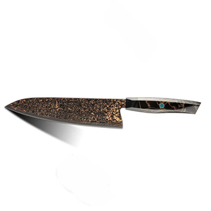 Couteau de chef artisanal LEGACY BLADES en acier Damas gravé, manche en résine personnalisé, ambidextre - Product Image 2
