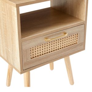 15.75 \ "moderno tavolino in legno massello in Rattan con presa di corrente porte USB comodino tavolino per soggiorno camera da letto - Product Image 4