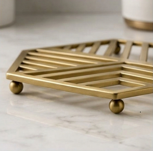 <b>Gold</b> Hexagon Metal Trivet Heat Resistant Hot Pot <b>Coaster</b> Modern Decorative Table Mat - Product Image 3