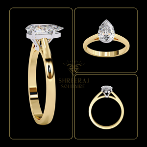 แหวนหมั้นเพชรทรงลูกแพร์ 1.50 กะรัต ผ่านการรับรองจาก IGI เพชร CVD ผลิตในห้องปฏิบัติการ ทองคำแท้ 18K สี E ความสะอาดระดับ VVS2 สำหรับผู้หญิง - Product Image 5