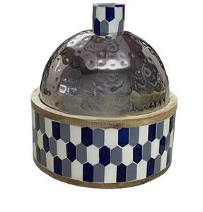 Casserole de luxe en acier inoxydable martelé avec base à motif mosaïque, pot de service pour buffet, vaisselle d'hôtel - Product Image 1