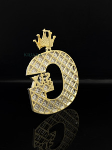 Pendentif lettre G en argent 925 avec moissanite, style luxueux, micro-incrustation, bijoux de style couronne - Product Image 3