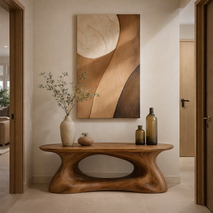 Mesa de Entrada de Madera Maciza de Lujo, Mesa Consola Moderna de Madera, Mesa Consola Moderna Hecha a Mano para Entrada o Sala de Estar - Product Image 4