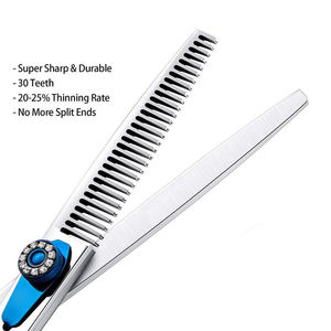 Tijeras de Entresacar para Barbería Personalizables OEM, 30 Dientes, Punta Afilada, Acero Inoxidable 4Cr13 de Alta Calidad, Mango Giratorio para Diestros - Product Image 3