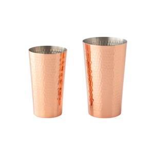 Juego de 2 vasos de vidrio martillado de cobre puro de la más alta calidad para servir agua, para uso doméstico y en restaurantes, en oferta. - Product Image 1