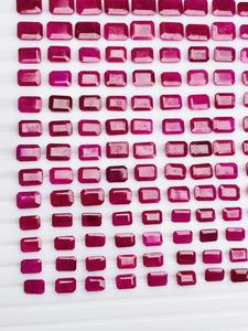 Lot de pierres précieuses en rubis naturel taillées en émeraude, qualité AAA, superbe lustre, belle couleur, polissage parfait, idéal pour la création de bijoux. - Product Image 2