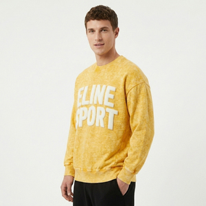 Sudadera de Forro Polar Grueso para Hombre, Cuello Redondo, Estilo Casual Urbano, Hombro Caído, Lavado Vintage, Ropa Deportiva para Gimnasio - Product Image 4