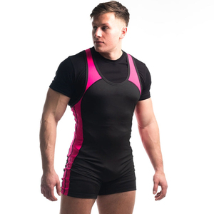 Traje de Lucha Libre Negro y Rosa para Hombre, de Una Pieza, Ajustado, de Spandex y Poliéster Elástico, para Artes Marciales, Talla Adulto - Product Image 1