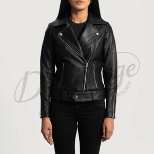 Premium Women Black Real Leather Biker <b>Jacket</b> Classic Slim Fit Soft <b>Sheepskin</b> Moto <b>Jacket</b> Fashion Biker Coat - Product Image 2