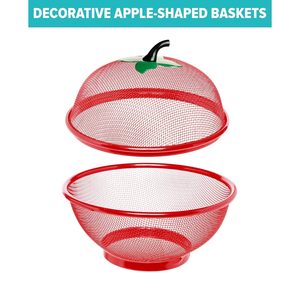 Durable Apple Shaped Fruit and <b>Vegetable</b> Basket with Mesh Cover for Kitchen, Multi-Purpose <b>Stand</b> with Protective Net - Product Image 4