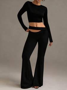 Nouveau T-shirt court pour femme, personnalisé, d'été, coupe ajustée, vêtement de sport pour femme, à manches longues, pour la gym et le fitness, style athleisure - Product Image 5