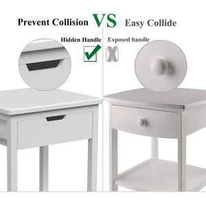 Comodino in Stile Mid-Century con Ripiano Aperto, Tavolino in Bambù con Cassetto per Spazi Ristretti, Tavolino da Comodino per Soggiorno - Product Image 4