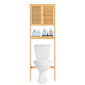 Mobile Bagno in Bambù Massiccio a 2 Ante e 1 Ripiano, Design Moderno, Ecologico, per Uso in Cucina, Colore Burlywood - Product Image 2