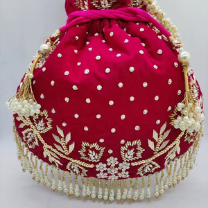 EVENING EMBROIDERED BEADED DRAWSTRING <b>Potli</b> <b>Bag</b> Evening Party Handbag Bridal Wedding Purse Jewelry Cosmetics Packaging - Product Image 1