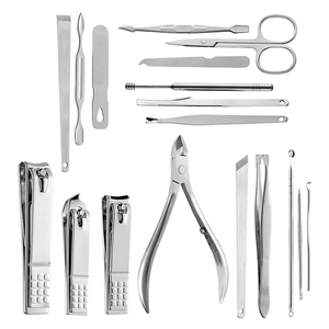 15 Pcs Beauty Kit Black Color Coated <b>Nail</b> Clipper Scissors <b>Nail</b> Files Professional Manicure Set With Leathers Pouch - Product Image 3
