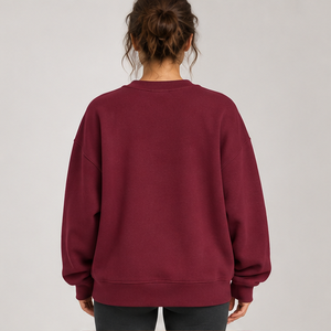 Women's Burgundy Polka Letter Varsity <b>Crewneck</b> Sweatshirt Long Sleeve Custom Logo - Product Image 3