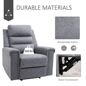 Poltrona Reclinabile Moderna in Lino con Braccioli e Schienale Imbottiti per Home Theater - Grigio - Product Image 4