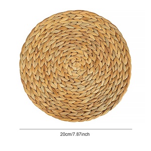 Hot Trend Natural Water Hyacinth Woven Bohemian Style Eco-Friendly <b>Round</b> Handwoven Rattan Placemats <b>Set</b> of <b>4</b> Vietnam HNH Craft - Product Image 3