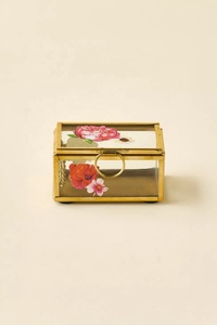 Wholesale Latest Floral Lid Brass and Glass Luxury Jewelry Storage and Organizer Box Handmade <b>Earrings</b> <b>Case</b> Customizable - Product Image 4