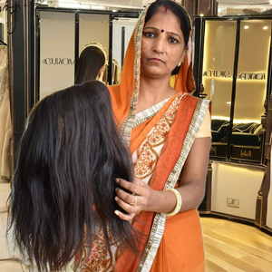 ลูกไม้สีดำยาวสำหรับผู้หญิงอินเดียเรียงตามหนังแท้แบบบราซิลเลี่ยนสำหรับมัดเส้นด้ายด้านข้างอัจฉริยะเป็นขนธรรมชาติ - Product Image 3