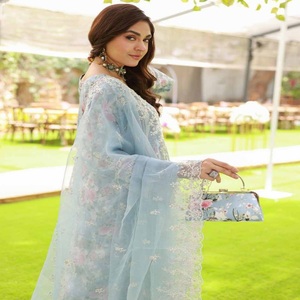 Eid bordado Organza tres piezas Punjabi trajes adultos Dr. Haris Vol ELAF largo Maxi Frock mujer fiesta pesada Salwar Kameez - Product Image 3