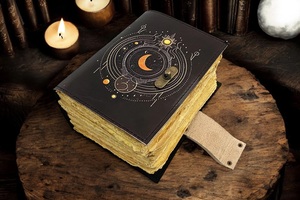 Moon Phase Leather Journal Celestial Grimoire Book of Shadows <b>Gift</b> Edition 200 Sheets - Product Image 5