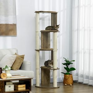 Árbol rascador moderno de esquina de 65 pulgadas de altura, torre multinivel, postes rascadores, apto para gatitos pequeños, con sisal - Product Image 1