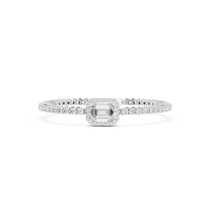 Pulsera de Diamantes Cultivados en Laboratorio de Oro Blanco de 10K, Corte Esmeralda de Lujo, con Halo de Diamantes, para Mujer - Product Image 1