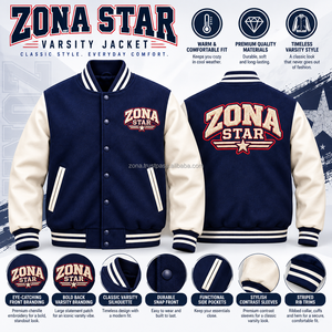 Streetwear Winter Varsity Jacke Maßgefertigt Wollkörper Lederärmel Chenille Patch Bestickte Letterman Baseball Stehkragenjacke Großhandel - Product Image 3