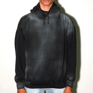 Sudaderas con capucha para hombre, al por mayor, personalizadas, de algodón 100% de gramaje alto, estilo oversize, de felpa, estilo urbano, vintage, con estampado de lavado ácido, con cremallera y efecto desgastado - Product Image 3