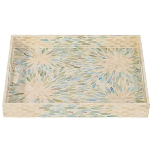 Premium Handcrafted Solid Teak Wood Pearl Serving <b>Tray</b> Square Shape Eco-Friendly Food Coffee <b>Tea</b> Decorative <b>Tray</b> On Sale - Product Image 6