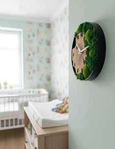 Emerald Forest Wood Slice Wall <b>Clock</b> Moss Grove Rustic Wooden Wall <b>Clock</b> Woodland Harmony Moss Art <b>Clock</b> Evergreen Timber Moss - Product Image 5