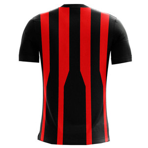 Maillot de football rayé rouge et noir pour homme, manches courtes, col rond, tissu polyester respirant, vêtements de sport pour adulte, coupe classique - Product Image 2