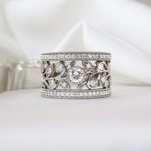 แหวนทองคำขาว14K สำหรับทุกเพศสไตล์วินเทจ igi/gia สำหรับงานแต่งงาน/งานเลี้ยงครบรอบ - Product Image 2