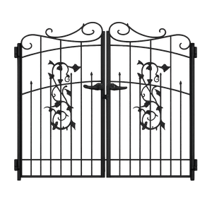 Puerta Doble Abatible de Hierro Forjado Tradicional KHP con Patrones de Enredaderas, Control Manual, Diseño Exterior con Recubrimiento en Polvo - Product Image 1