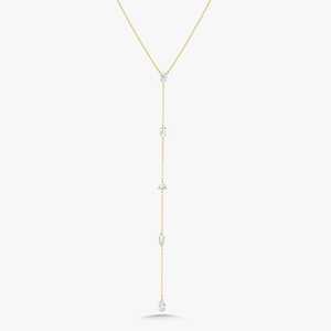 Collar Lariat con Diamantes Cultivados en Laboratorio de Múltiples Formas, Cadena Y Flotante de Oro Sólido de 10K, 14K, 18K, Precio de Fábrica al por Mayor B2B OEM - Product Image 1